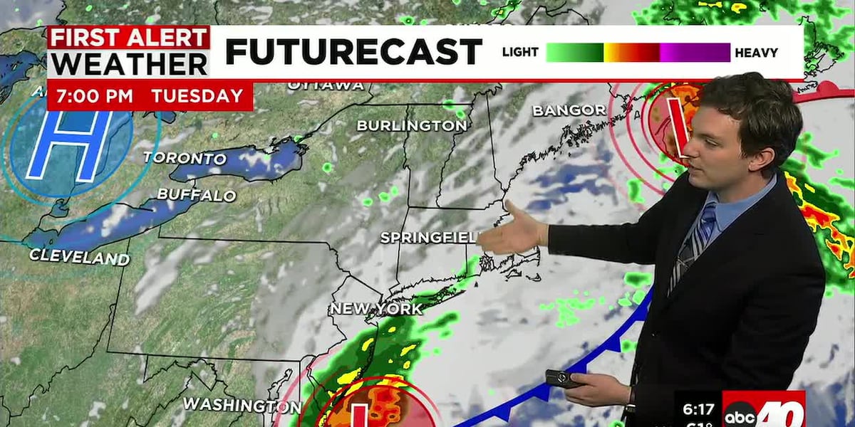 Damp with Leftover Showers Tuesday
