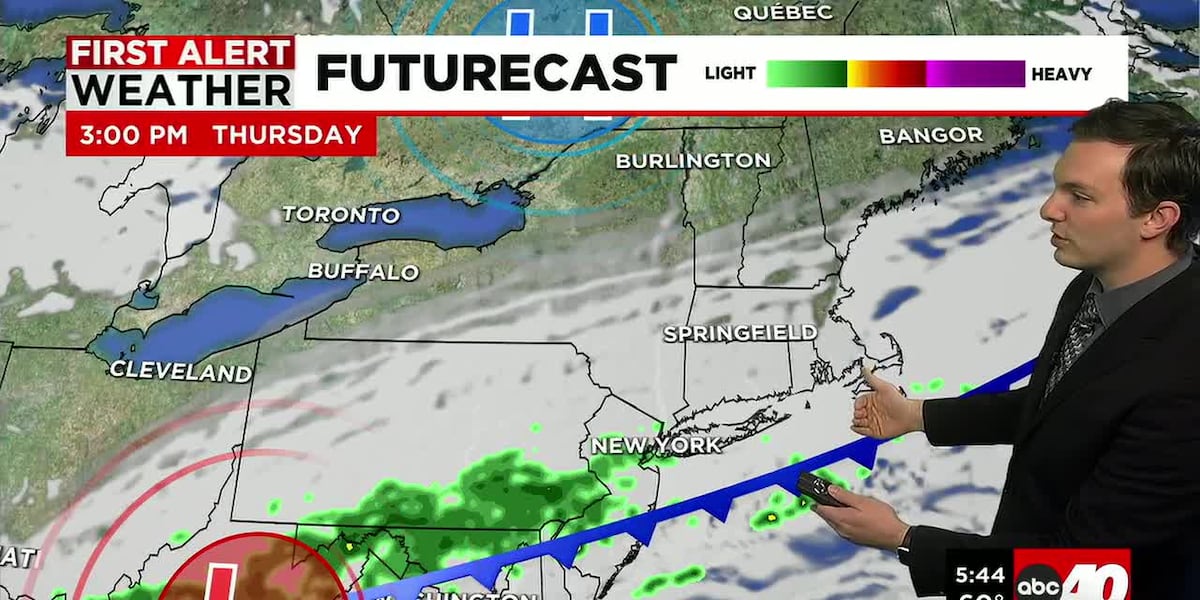 Mainly Cloudy & Cooler for Thursday