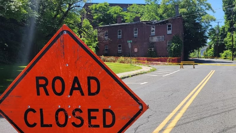 A road is closed in South Hadley following a partial building collapsed on Saturday afternoon.