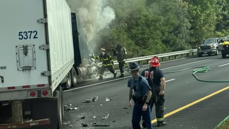 A tractor-trailer fire has forced the closure of the westbound side of the Mass. Pike in Palmer.