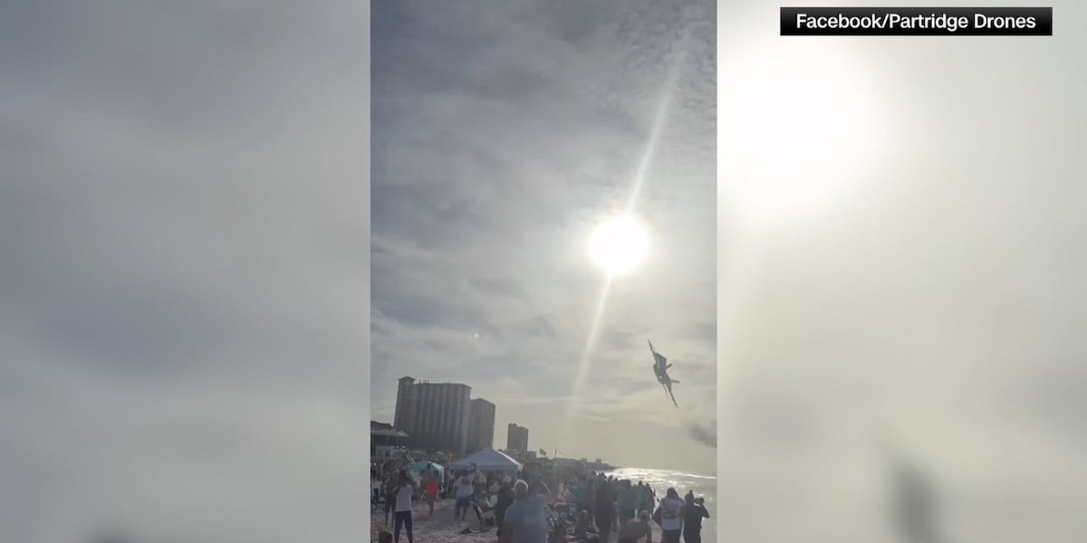 Blue Angels fly low over popular beach, sending tents and chairs flying