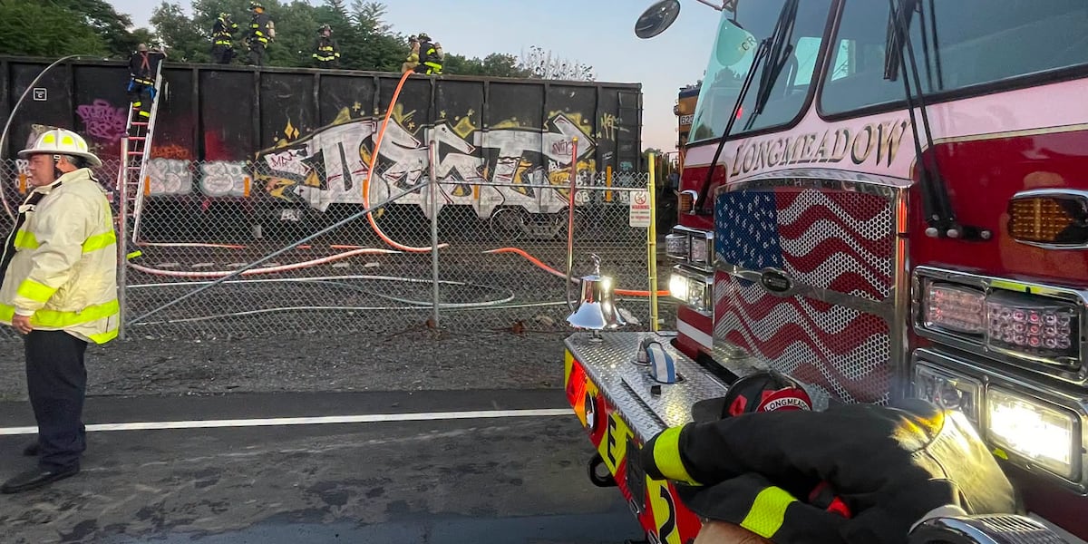 Train car fire at Longmeadow rail crossing extinguished by multiple departments