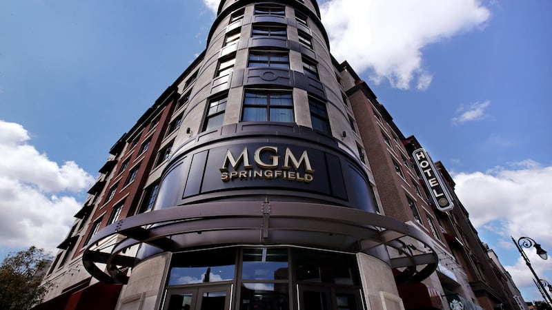 This Wednesday, Aug. 15, 2018, photo shows the MGM Springfield casino's front facade on Main...