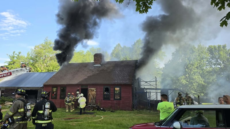 A three-alarm structure fire destroyed a historic home on Wickett Pond Road in Wendell on...