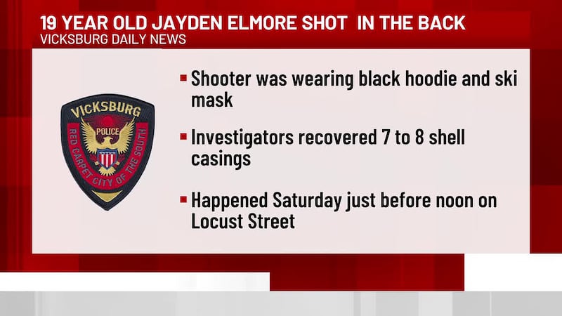 Vicksburg PD: Masked gunman shoots 19-year-old in back before fleeing