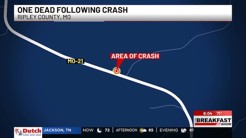 One dead following crash in Ripley County, Mo.