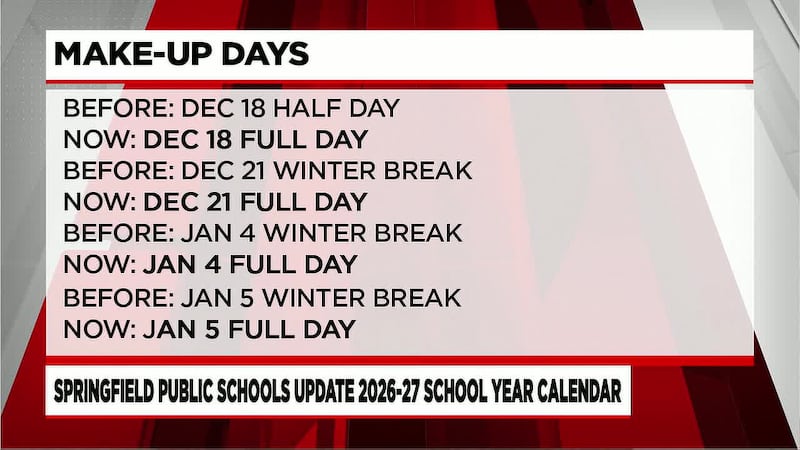 Springfield Public Schools update their school calendar